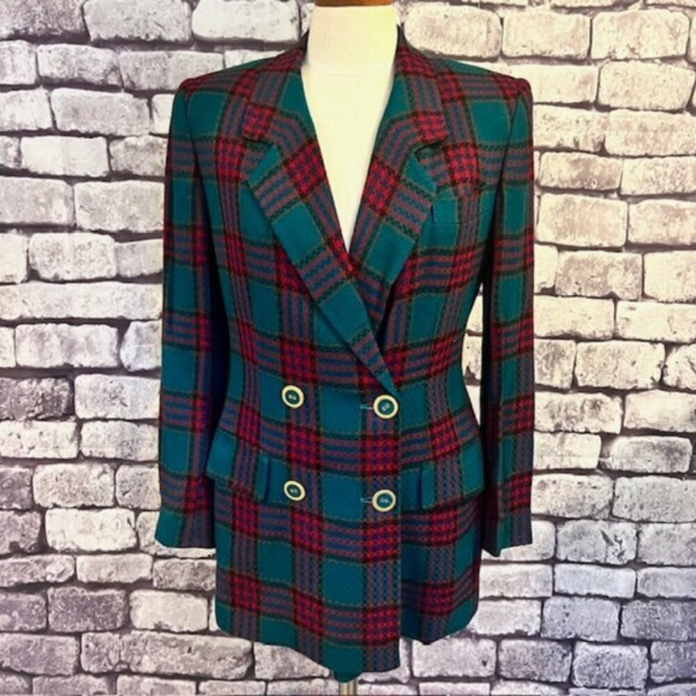 John Meyer Green, Red & Navy Double Breasted Long Sleeve Jacket Size 6